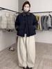 Chamarra de Plumas con Solapa de Lana de Color Contrastante para Mujer, Corta de Invierno, Nuevo Estilo Coreano, Pequeña Informal Holgada, Chaqueta de Pan