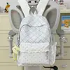 Mochila de Encaje con Lunares Estilo Coreano Femenina de Alto Valor para Estudiante de Secundaria Moderna Pequeña Fresca Casual a Cuadros Ligera
