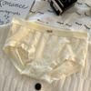 Chica de Cadera de Melocotón 3D de Cintura Media Alta Elástica Cómoda Agradable a la Piel Lazo Sencillo Color Crema Bolso de Cadera Bragas para Mujer