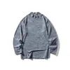 Yidao Vintage 25 Outono Novo Estilo Retro Japonês Tecido Escovado de Alta Qualidade Design de Gola Alta Camiseta Solta de Manga Longa para Homens