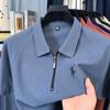 Polo de 210g con Cremallera Pesada para Hombre Verano 2025 Nueva Llegada Bordado Lags Moda Transpirable Manga Corta Camiseta para Hombre