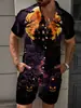 Novo Conjunto de Camisa de Manga Curta e Shorts Masculino com Estampa Engraçada de Halloween para o Verão - Venda Cruzada da Amazon