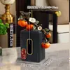 Caixa de Lenços Criativa Multifuncional Chinesa Ornamento Decorativo para Mesa de Centro de Sala de Estar Luxo Leve Mesa de Jantar de Hotel Flores Artificiais Vaso de Flores Secas