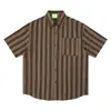 Camisa Retro de Manga Corta a Rayas Nueva para Hombre en Verano, Holgada y Transpirable, con un Diseño Vintage y Cuello Campana, Adecuada para el Viaje al Trabajo y el Uso Casual