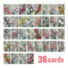 36 Peças/Pacote Novos Cartões de Pintura a Óleo Floral Transfronteiriços, Cartões de Presente Frescos e Simples, Cartões Marcadores de Página para Diário