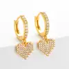 Brincos de Coração com Zircônia e Diamantes Inteiros de Novo Estilo Transfronteiriços, Brincos de Personalidade Temperamento Nicho Europeus e Americanos para Mulheres, Brincos de Luxo Leve de Alta Qualidade