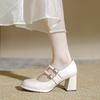 Zapatos Mary Jane para Mujer 2024 Primavera Nuevos Japoneses JK Tacones Altos Loli Impermeables Plataforma Tacón Grueso plateado Zapatos de Estudiante