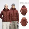 Chaqueta de Plumón Personalizada Otoño Invierno Hombres Mujeres con Capucha Desmontable Ligera Cálida Ropa Exterior Almacenamiento de Calor Ropa para Deportes al Aire Libre Estampado de Logo