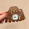 Pinza para el cabello de tamaño mediano de lunares blancos y negros estilo francés, diseñada para la parte trasera de la cabeza, un accesorio para el cabello nuevo y elegante con un aspecto sofisticado y con estilo