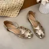 Sandalias Tejidas Transpirables de Moda con Diseño Hueco, de Una Sola Tira y Punta Cerrada para Mujer, Nuevo Estilo de Verano, Adecuadas para Usar con Faldas, Sandalias Romanas de Cuña