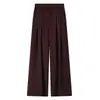 Foto Real de Pantalones de Rayas de Pierna Ancha para Mujer, Diseño de Primavera y Otoño, Corte Holgado, Adelgazante, Cintura Alta, Corte Recto, Caída Suelta, Casual, Pantalones de Longitud Completa