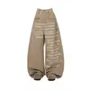 Jeans Khaki con Estampado de Letras Estilo Americano para Hombres y Mujeres, Diseño Nuevo, Pantalones Holgados de Pierna Recta y Pierna Ancha, Pantalones Scimitar