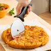 Cuchillo para pizza de acero inoxidable con rueda para cortar pizza transfronterizo, cuchillo de acero inoxidable para hornear en la cocina, cortador de tarta de una sola rueda para cortar pizza