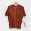 Nuevo Cárdigan de Punto Tencel Lino Cuello Redondo Manga Corta Color Sólido Retorcido Holgado Delgado para Mujer Primavera/Verano 2026