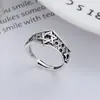 Anillo de Estrella de Seis Puntas Hueca Tridimensional Vintage Desgastado de Plata de Ley S925 Yunchaoxuan Estilo Punk Moderno Anillo Abierto