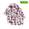 Camisa de Hello Kitty de manga corta con el mismo estilo de Hello Kitty, nueva camisa de verano para hombre y mujer, holgada, combinable, con lindas flores.