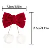 Presilha de cabelo com laço de pompom vermelho flocado de Natal transfronteiriça, presilha de cabelo e acessório de cabelo festivo de Ano Novo para crianças