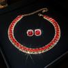 Brincos Quadrados de Esmeralda com Cravação de Diamantes Conjunto de Duas Peças Brincos Elegantes da Moda Conjunto Versátil de Nicho para Mulheres