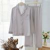 Pijama Fino de Seda Helada para Primavera y Verano para Mujer Xiaohongshu de Manga Larga con Partículas de Estrella Plateadas Calientes Conjunto de Ropa para el Hogar de Verano para Mujer