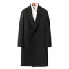 Abrigo de Lana 100% para Hombre, de Longitud Media, Otoño e Invierno, Talla Grande, Engrosado, Por Encima de la Rodilla, Gabardina de Lana Holgada