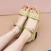 Sandálias femininas para drop-shipping com salto baixo, solas grossas, respiráveis, bico quadrado, confortáveis, antiderrapantes, sapatos casuais da moda para comércio exterior transfronteiriço