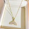 Colar Cauda de Sereia Full Diamond de Luxo Leve Japonês Coreano para Mulheres Moda de Nicho Celebridade da Internet Corrente de Clavícula Exquisita Ornamento de Estilo Personalidade Cool