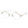 Yitong "20910" Monturas de Gafas de Medio Aro de Titanio Puro para Mujer, Estilo Retro Old Money Medio Aro Gafas Danyang al por Mayor