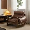 Sofá Preguiçoso de Um Lugar para Sala de Estar, Uso Doméstico, Estilo Designer de Lazer Retrô, Cadeira Sofá de Madeira Maciça Jersey Island de Luxo Leve, Reclinável