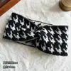 Diadema popular transfronteriza europea y americana, diadema para lavarse la cara con estampado de pata de gallo, accesorio para el cabello deportivo de moda, diadema tejida, diadema de ala ancha