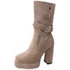 Botas Western de tacón grueso esmerilado, adelgazantes, estilo retro europeo y americano, con plataforma, slip-on, para mujer, Moda Otoño e Invierno 2026 Nuevas Botas Martin