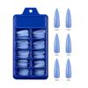 100 Piezas de Caja Azul Color Sólido Color Mixto Uñas Postizas Largas Transparentes Puntiagudas Puntas de Uña Stiletto Uñas Portátiles