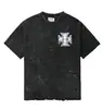 2024 Moda Americana Hip-Hop Marca Nova Retrô Lavada Velha Figura Solta Versátil Gola Redonda Manga Curta Camiseta para Homens e Mulheres