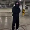 Moda Masculina Estilo Gótico Harajuku Estilo Ins Conjunto Nuevo Sudadera con Cremallera y Pantalones Rectos Elásticos