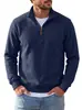 Suéter independiente para hombre de punto gofrado con media cremallera y cuello alto, suéter casual de manga larga estilo americano para comercio exterior