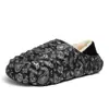 Pantuflas de Algodón con Graffiti de Dibujos Animados para Hombre, Estilo Invierno para Pareja, Forradas de Felpa, Cálidas, Impermeables para el Hogar, con Talón Cerrado, Suela Gruesa