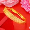 Pulsera de imitación de lujo de moda 24k oro dragón y fénix lisa para mujer pulsera de empujar y tirar estilo étnico puesto pulsera de oro