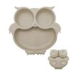 Prato de louça infantil de desenho animado, prato com divisórias, prato integrado para suplemento alimentar de bebê, silicone de grau alimentício, prato integrado com ventosa
