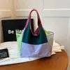 Bolsa de Compras Plegable de Empalme Colorido Dopamina 2025 Nueva Ligera Casual Tela de Nylon Bolso Bandolera