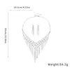 Set de Dos Piezas de Aretes y Collar con Borlas de Pedrería Transfronterizos Europeos y Americanos, Exquisita y Moderna Cadena para el Cuello con un Toque de Lujo Ligero y de Alta Gama