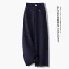 Calças de outono de cintura alta, pantalonas fluidas, design de perna reta, emagrecimento, caimento solto, calças casuais versáteis para mulheres, plus size, cobrem os quadris e fazem as pernas parecerem mais longas