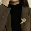 Broche de Espiga de Trigo de Alta Gama Lujo Versátil Temperamento Corsage Pin para Chaqueta de Traje Profesional Moda Elegante Accesorios Japoneses y Coreanos