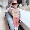 Traje de niña con escamas de pescado 65 Primavera y Otoño Nuevo Celebridad de Internet Estilo Extranjero Moderno de Dos Piezas Sudadera Moderna Arcoíris para Niños Grandes y Pequeños