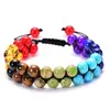 Pulsera Bohemia de Doble Capa de Piedra Natural Colorida de 6 mm para Mujer Pulsera de Árbol de la Vida con Cuentas de Piedra Natural Cristal Ónix