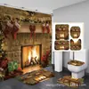 Cortina de ducha con estampado digital 3D, impermeable y resistente al moho, juego de cortinas de baño con temática navideña, tela impermeable engrosada para el baño