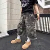 Pantalones de trabajo de camuflaje retro americano de nueva tendencia nacional de verano transfronterizos, unisex, holgados, rectos, de pierna ancha, vaqueros de tres cuartos
