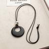 Colar de Corda Preta de Pedra Ágata Preta Natural Novo Chinoiserie Acessível Luxo Nicho High-End Pingente Longo Corrente de Suéter Acessórios