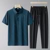 Traje Camiseta Polo de Papá para Hombre 2025 Verano Nuevo Deportivo Dos piezas Manga Corta Ropa de Verano Mediana Edad y Ancianos Seda de Hielo