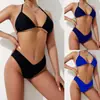 2023 nuevo europeo y americano comercio exterior transfronterizo sexy push up color sólido bikini dividido top individual bikini femenino venta al por mayor