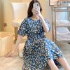 Camisón de Verano de Manga Corta para Mujer 2023 de Algodón Seda con Cordón Ajustable en la Cintura, Talla Grande Fresco, Se Puede Usar Afuera, Ropa de Casa Lujosa