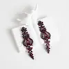 Pendientes Amazon transfronterizos, extragrandes, electrochapados, elegantes, de estilo largo, con un toque de alta gama, adornados con borlas y pedrería negra